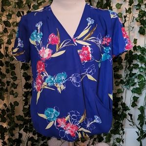 Tropical floral cross front top